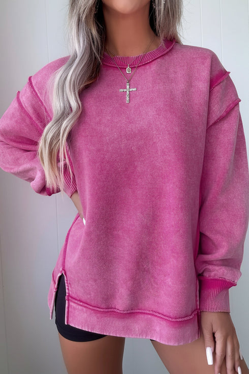 Mineral Wash Exposed Seam Split Hem Sweatshirt