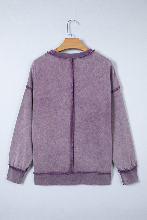 Mineral Wash Exposed Seam Split Hem Sweatshirt