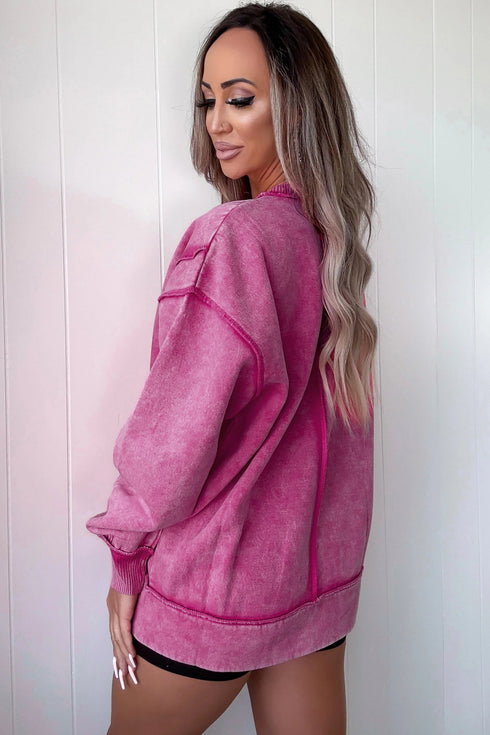 Mineral Wash Exposed Seam Split Hem Sweatshirt
