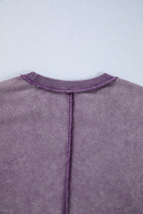 Mineral Wash Exposed Seam Split Hem Sweatshirt