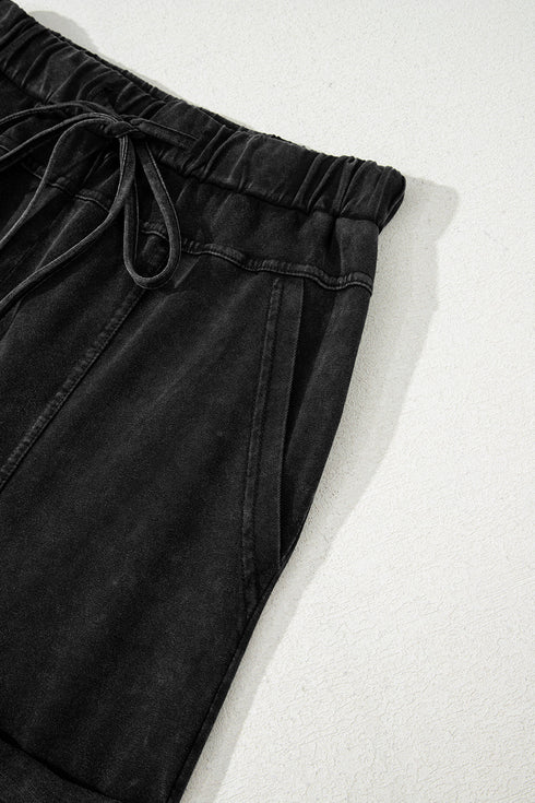 Mineral Wash Exposed Seam Wide Leg Cargo Pants