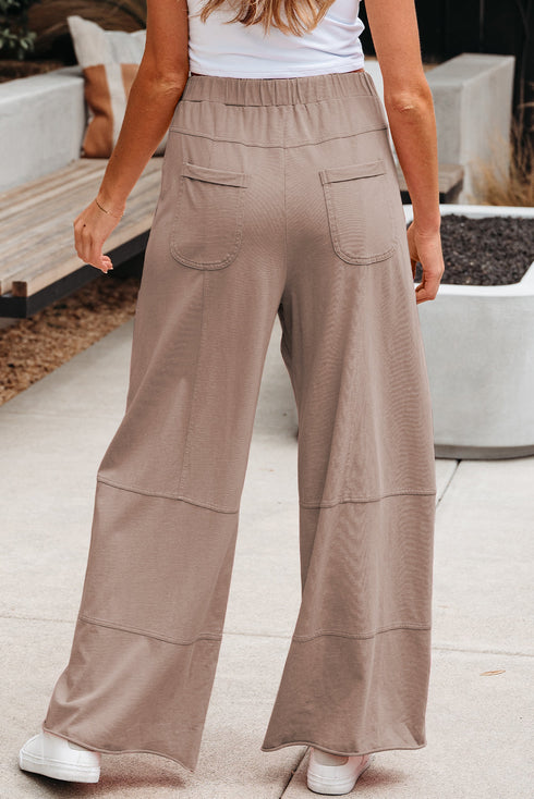 Mineral Wash Exposed Seam Wide Leg Cargo Pants