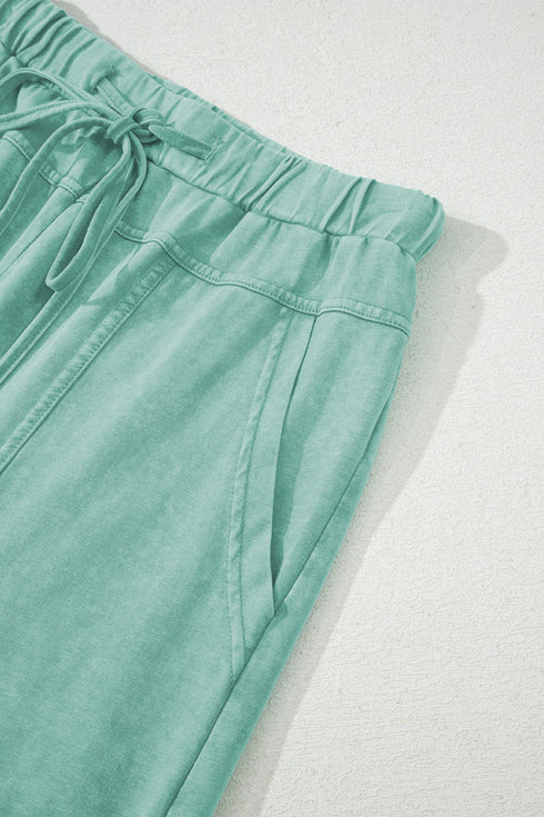Mineral Wash Exposed Seam Wide Leg Cargo Pants