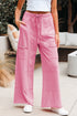 Mineral Wash Exposed Seam Wide Leg Cargo Pants