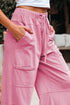 Mineral Wash Exposed Seam Wide Leg Cargo Pants