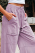 Mineral Wash Exposed Seam Wide Leg Cargo Pants