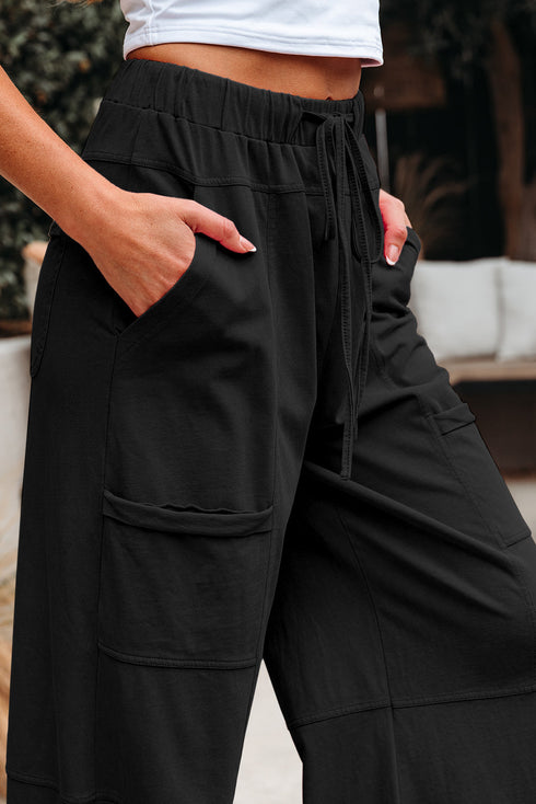 Mineral Wash Exposed Seam Wide Leg Cargo Pants