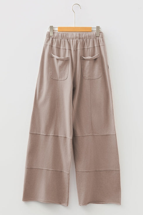 Mineral Wash Exposed Seam Wide Leg Cargo Pants