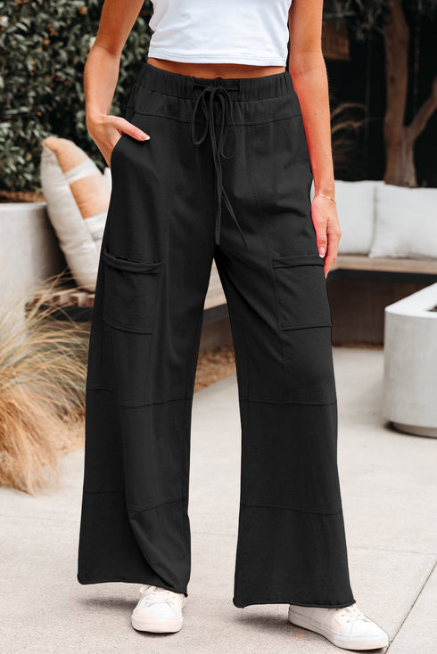 Mineral Wash Exposed Seam Wide Leg Cargo Pants