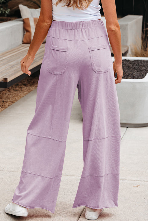 Mineral Wash Exposed Seam Wide Leg Cargo Pants