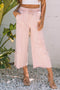 Mineral Wash Flower Applique Drawstring Cropped Wide Leg Pants