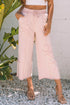 Mineral Wash Flower Applique Drawstring Cropped Wide Leg Pants
