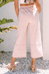 Mineral Wash Flower Applique Drawstring Cropped Wide Leg Pants