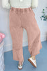 Mineral Wash Flower Applique Drawstring Cropped Wide Leg Pants