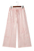 Mineral Wash Flower Applique Drawstring Cropped Wide Leg Pants