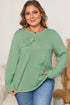 Mineral Wash Flower Applique Plus Size Long Sleeve Top