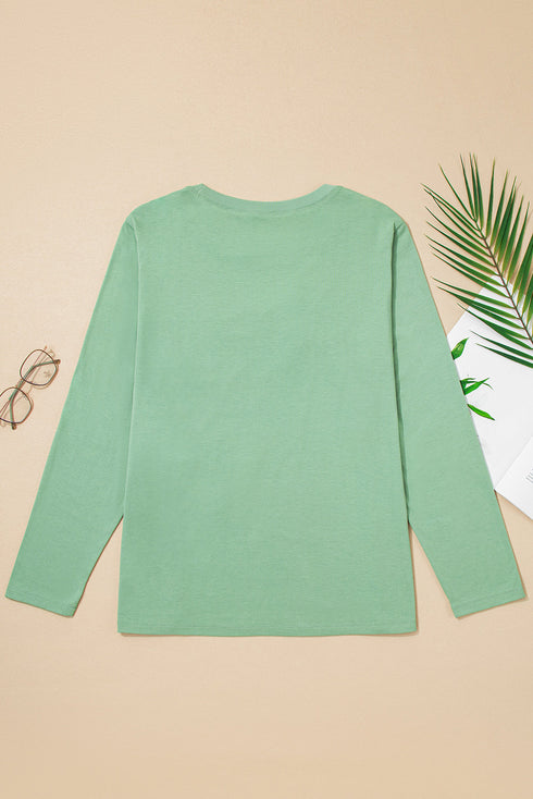 Mineral Wash Flower Applique Plus Size Long Sleeve Top