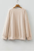 Mineral Wash Flower Patched Round Neck Long Sleeve Top