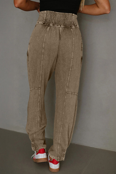 Mineral Wash High Waist Snap Hem Jogger Pants