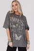 Mineral Wash Kindness Butterfly Graphic Print Loose Cotton Tee