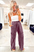 Mineral Wash Lace Up High Waist Patch Pocket Raw Hem Wide Leg Pants