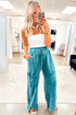 Mineral Wash Lace Up High Waist Patch Pocket Raw Hem Wide Leg Pants