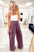 Mineral Wash Lace Up High Waist Patch Pocket Raw Hem Wide Leg Pants