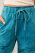 Mineral Wash Lace Up Raw Hem Wide Leg Pants