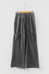 Mineral Wash Lace Up Raw Hem Wide Leg Pants