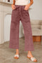 Mineral Wash Lace Up Raw Hem Wide Leg Pants