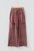 Mineral Wash Lace Up Raw Hem Wide Leg Pants