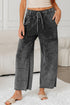 Mineral Wash Lace Up Raw Hem Wide Leg Pants