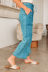 Mineral Wash Lace Up Raw Hem Wide Leg Pants