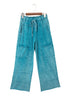Mineral Wash Lace Up Raw Hem Wide Leg Pants
