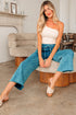 Mineral Wash Lace Up Raw Hem Wide Leg Pants