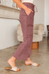 Mineral Wash Lace Up Raw Hem Wide Leg Pants