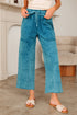 Mineral Wash Lace Up Raw Hem Wide Leg Pants