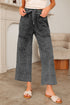 Mineral Wash Lace Up Raw Hem Wide Leg Pants