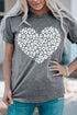 Mineral Wash Leopard Print Heart Graphic Short Sleeve Tee