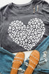 Mineral Wash Leopard Print Heart Graphic Short Sleeve Tee