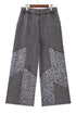 Mineral Wash Leopard Print Patchwork Wide Leg Pants