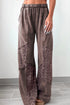 Mineral Wash Leopard Print Patchwork Wide Leg Pants