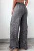 Mineral Wash Leopard Print Patchwork Wide Leg Pants