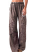 Mineral Wash Leopard Print Patchwork Wide Leg Pants