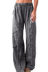 Mineral Wash Leopard Print Patchwork Wide Leg Pants