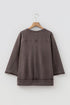 Mineral Wash Loose Cotton Three Quarter Sleeve Casual Top