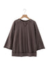 Mineral Wash Loose Cotton Three Quarter Sleeve Casual Top