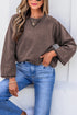 Mineral Wash Loose Cotton Three Quarter Sleeve Casual Top
