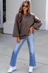 Mineral Wash Loose Cotton Three Quarter Sleeve Casual Top