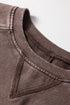 Mineral Wash Loose Cotton Three Quarter Sleeve Casual Top